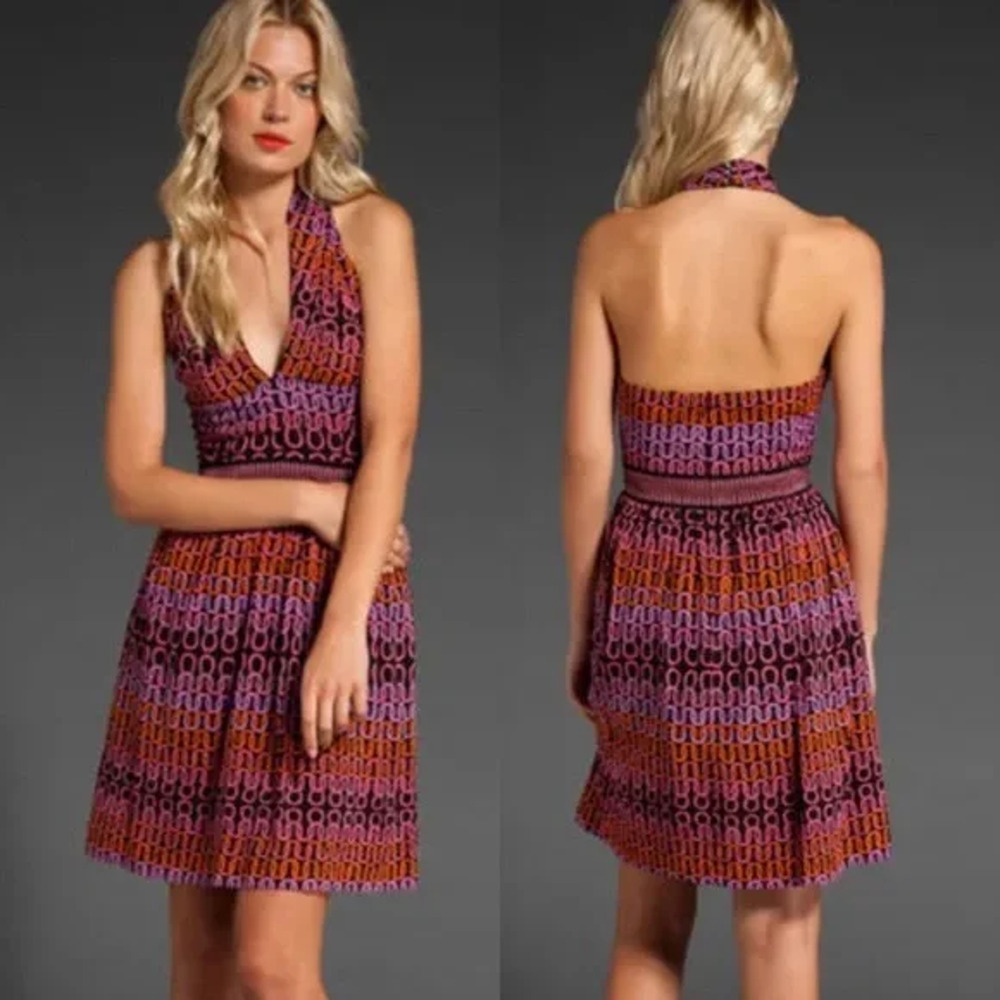 Trina Turk Campania Loop Halter Designer Chiffon Cocktail Party Dress Sz 10 NEW!